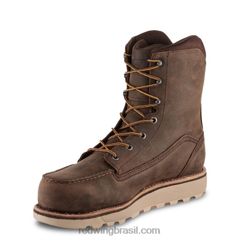 Bota de segurança masculina Work - Style 2418 Traction Tred de 8 polegadas à prova d\água bronzeado DRV60126 Red Wing