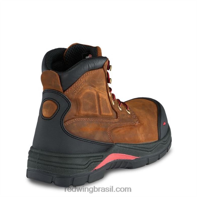Bota de segurança masculina estilo 4436 supersola de 11 polegadas à prova d\água metguard pull-on marrom DRV60120 Red Wing