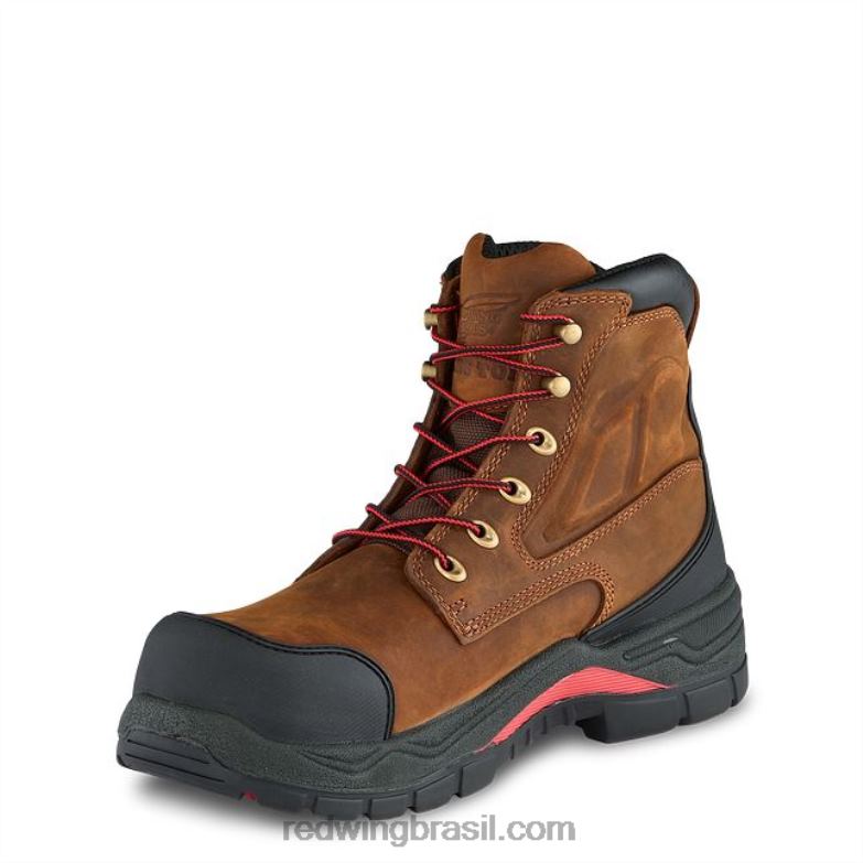 Bota de segurança masculina estilo 4436 supersola de 11 polegadas à prova d\água metguard pull-on marrom DRV60120 Red Wing