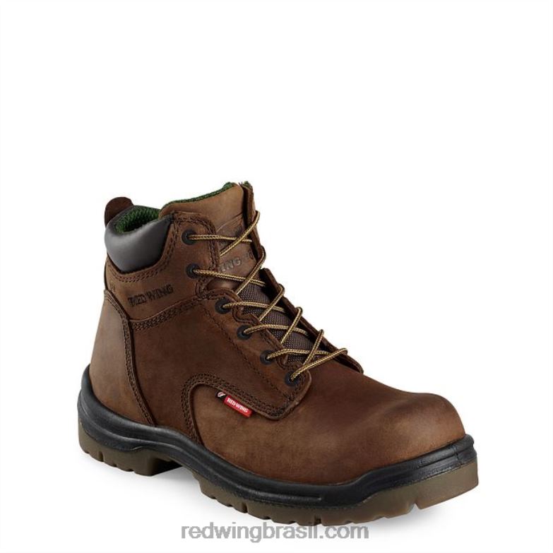 Bota de segurança masculina estilo 4456 king toe de 6 polegadas com biqueira de trabalho marrom DRV60111 Red Wing