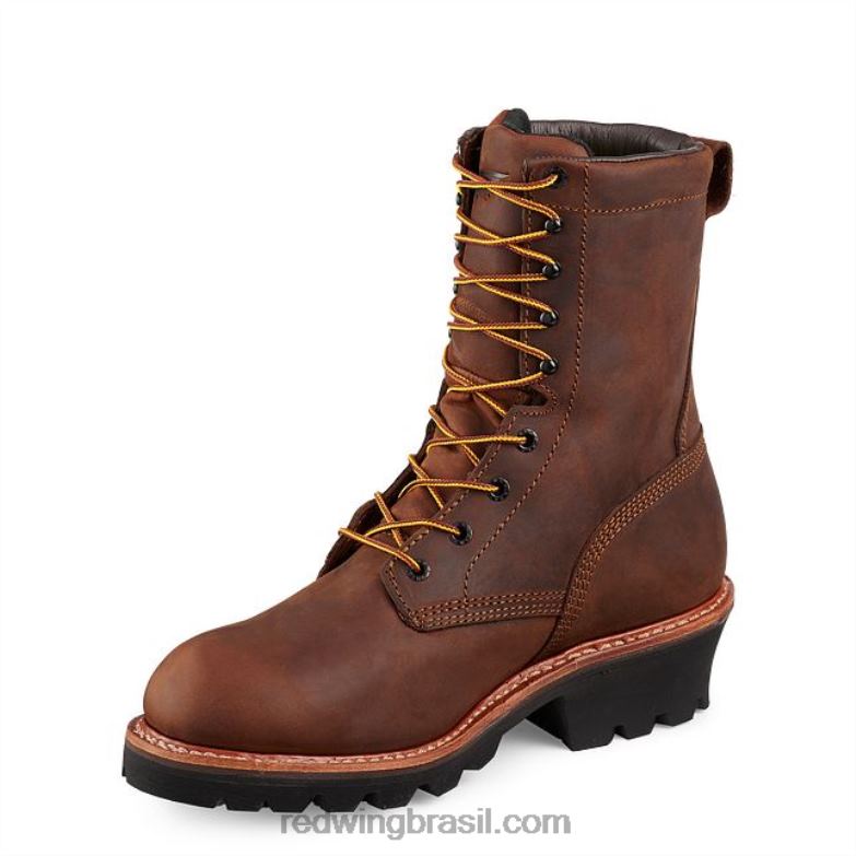 Bota de segurança masculina work - style 6617 tradesman de 6 polegadas com zíper lateral à prova d\água marrom DRV6085 Red Wing