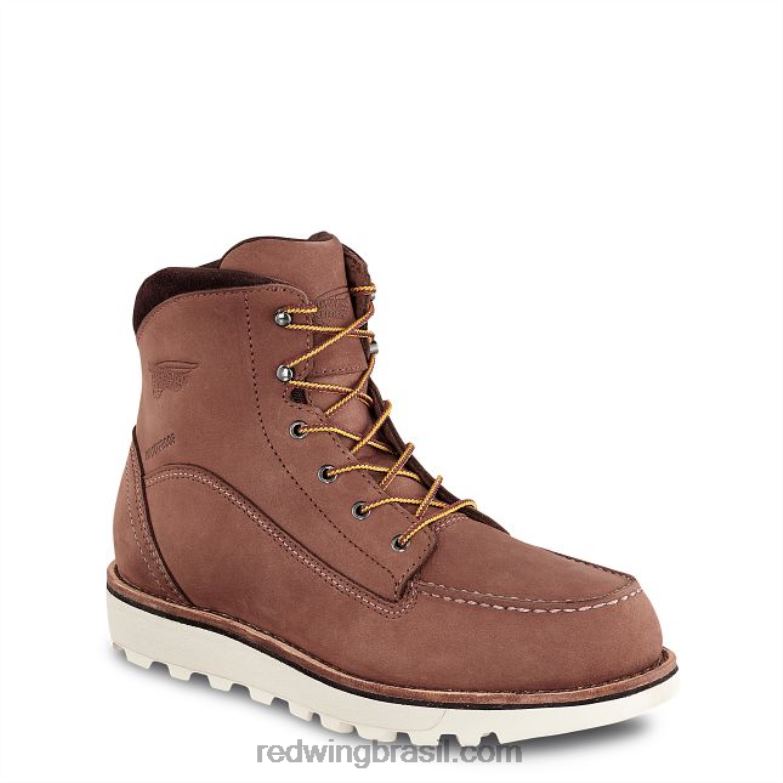 Bota feminina work - estilo 2345 tradeswoman de segurança à prova dágua de 6 polegadas tijolo DRV60159 Red Wing