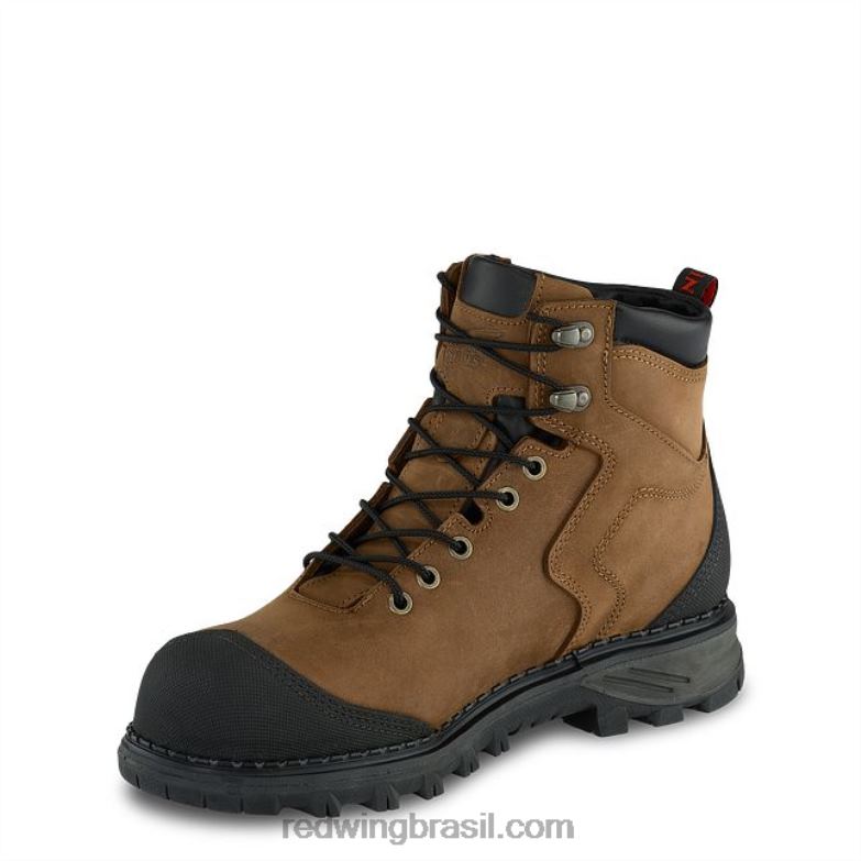 Bota masculina de segurança à prova d\água de 6 polegadas estilo 2415 com tração para trabalho marrom DRV60109 Red Wing