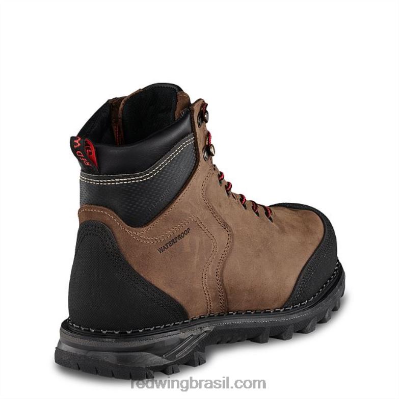 Bota masculina estilo 2411 Burnside de segurança à prova d\água de 6 polegadas marrom DRV60107 Red Wing