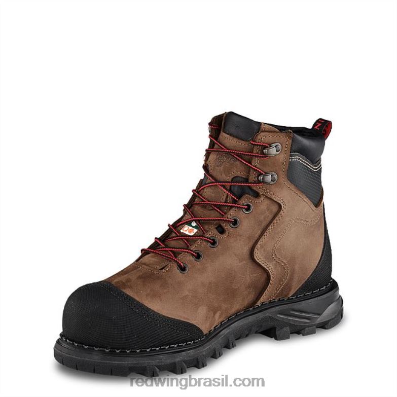 Bota masculina estilo 2411 Burnside de segurança à prova d\água de 6 polegadas marrom DRV60107 Red Wing