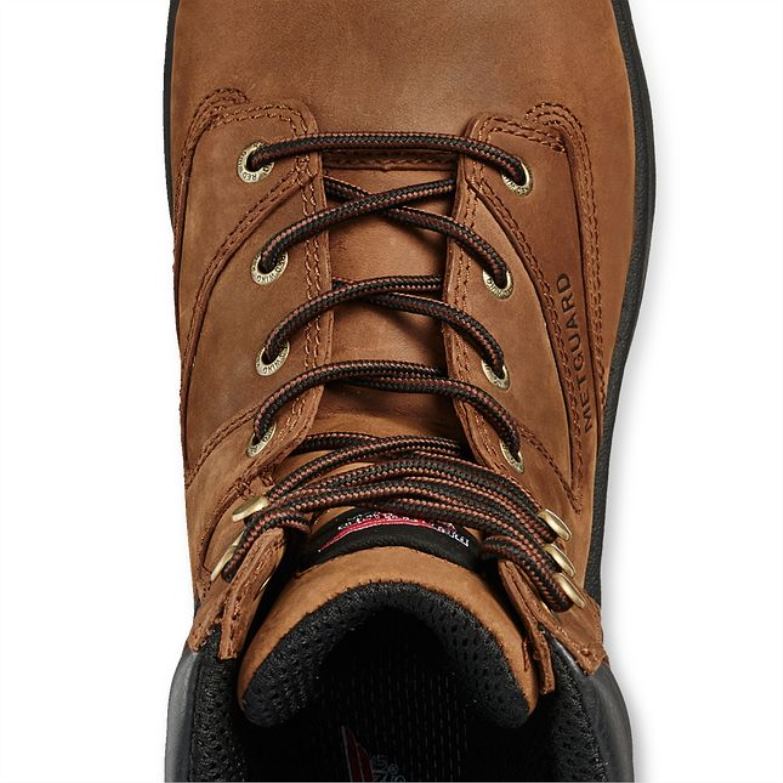 Bota metguard masculina estilo 4433 supersole de segurança à prova d\água de 6 polegadas marrom DRV6087 Red Wing