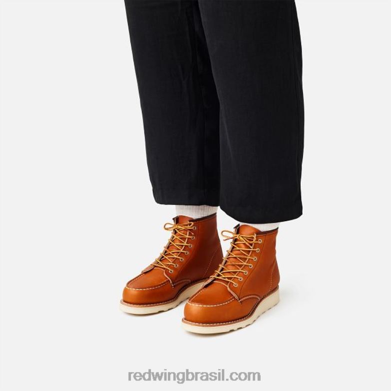 Heritage - Estilo 3373 Bota feminina clássica moc de 6 polegadas em couro border ouro DRV60187 Red Wing