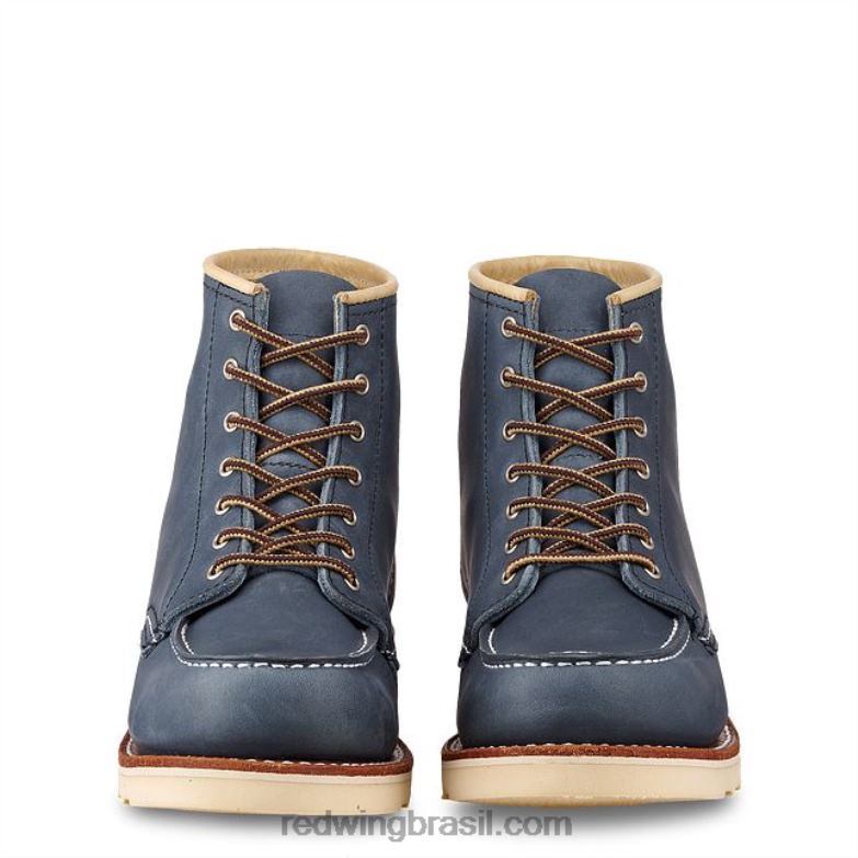Heritage - Estilo 3383 Bota feminina clássica moc de 6 polegadas em couro border índigo DRV60190 Red Wing
