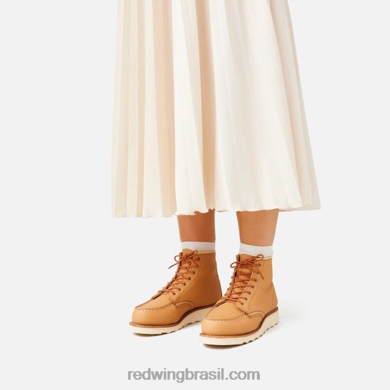 Heritage - Estilo 3423 Bota feminina clássica Moc de 6 polegadas em couro Butter Abilene bronzeado DRV60191 Red Wing