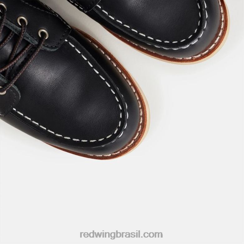 Heritage - Style 3428 Bota feminina clássica moc de 6 polegadas em couro áspero e resistente preto DRV60188 Red Wing