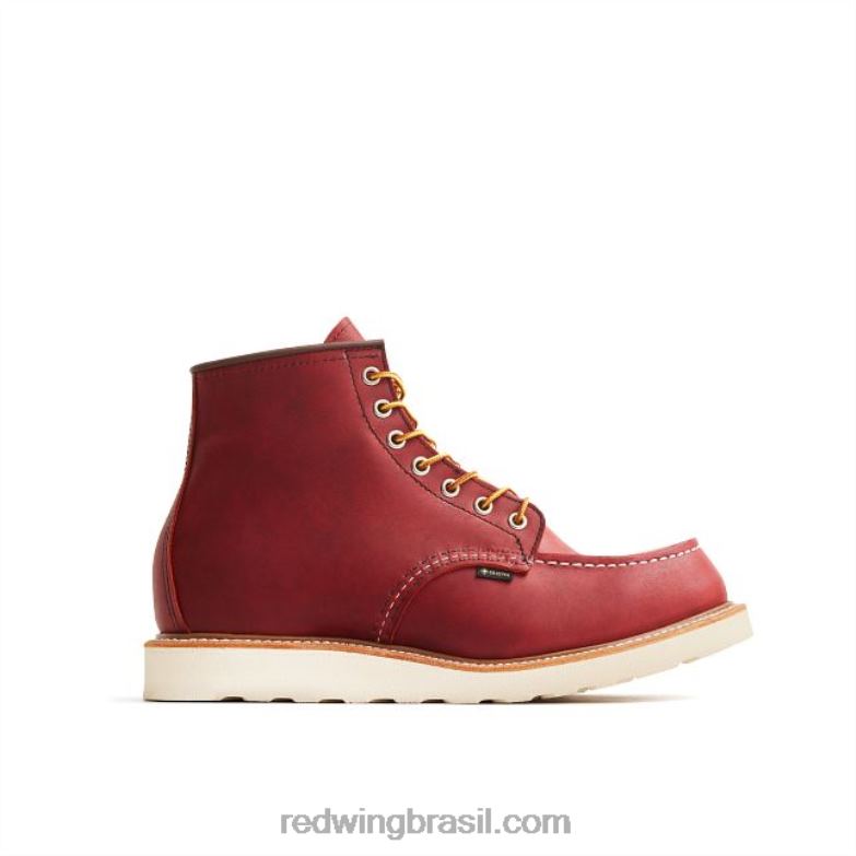 Heritage - estilo 1907 Classic Moc bota masculina de 6 polegadas em couro áspero e resistente ruivo DRV60171 Red Wing