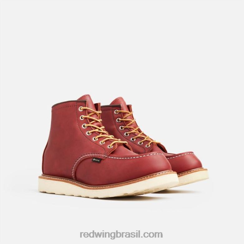 Heritage - estilo 1907 Classic Moc bota masculina de 6 polegadas em couro áspero e resistente ruivo DRV60171 Red Wing