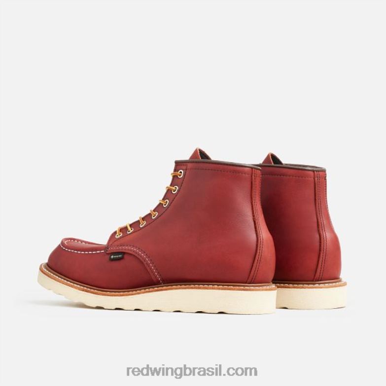 Heritage - estilo 1907 Classic Moc bota masculina de 6 polegadas em couro áspero e resistente ruivo DRV60171 Red Wing