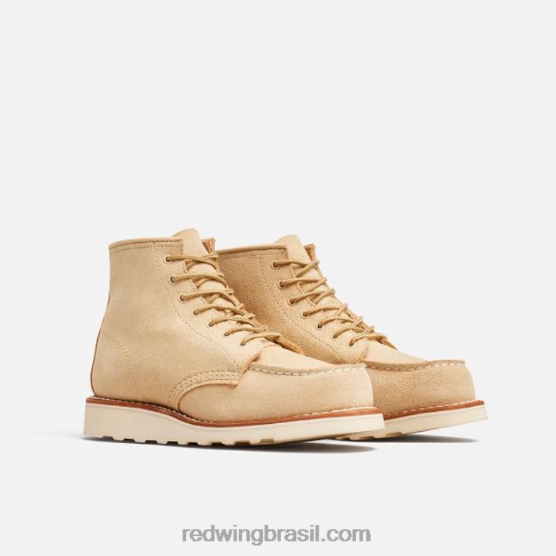 Heritage - estilo 3380 Bota feminina clássica moc de 6 polegadas em couro border creme DRV60193 Red Wing