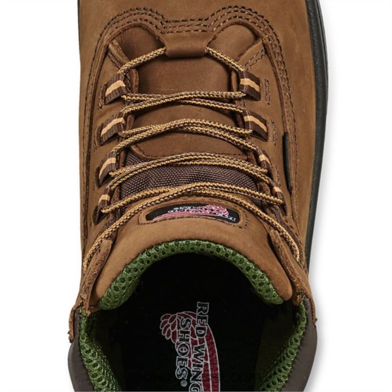 Trabalho - Estilo 1224 Traction Tred Lite Feminino Bota de bico macio à prova d\água de 6 polegadas marrom DRV60158 Red Wing