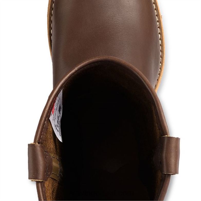 bota de trabalho - estilo 411 de tração masculina de 8 polegadas à prova d\água marrom DRV6094 Red Wing