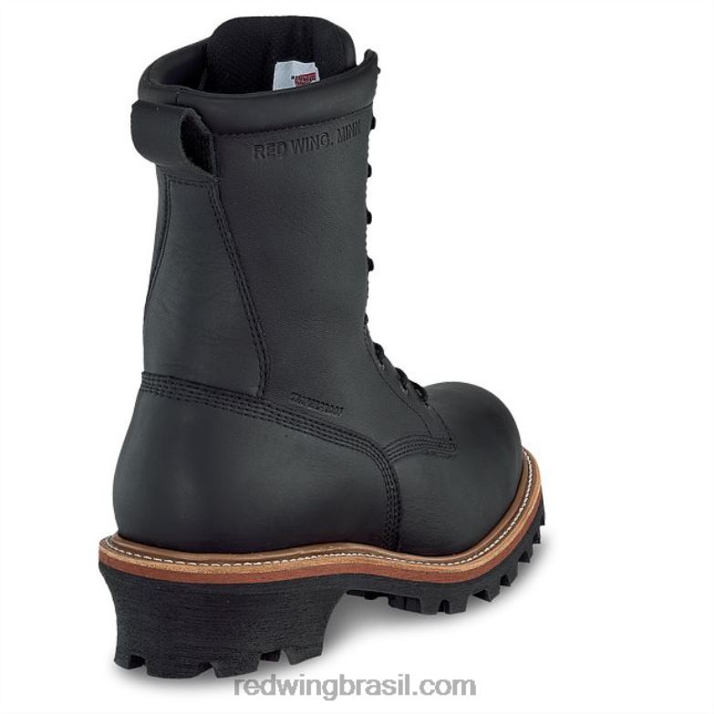 bota de trabalho - estilo 4454 brnr xp masculina de 8 polegadas isolada à prova d\água e biqueira de segurança preto DRV6066 Red Wing