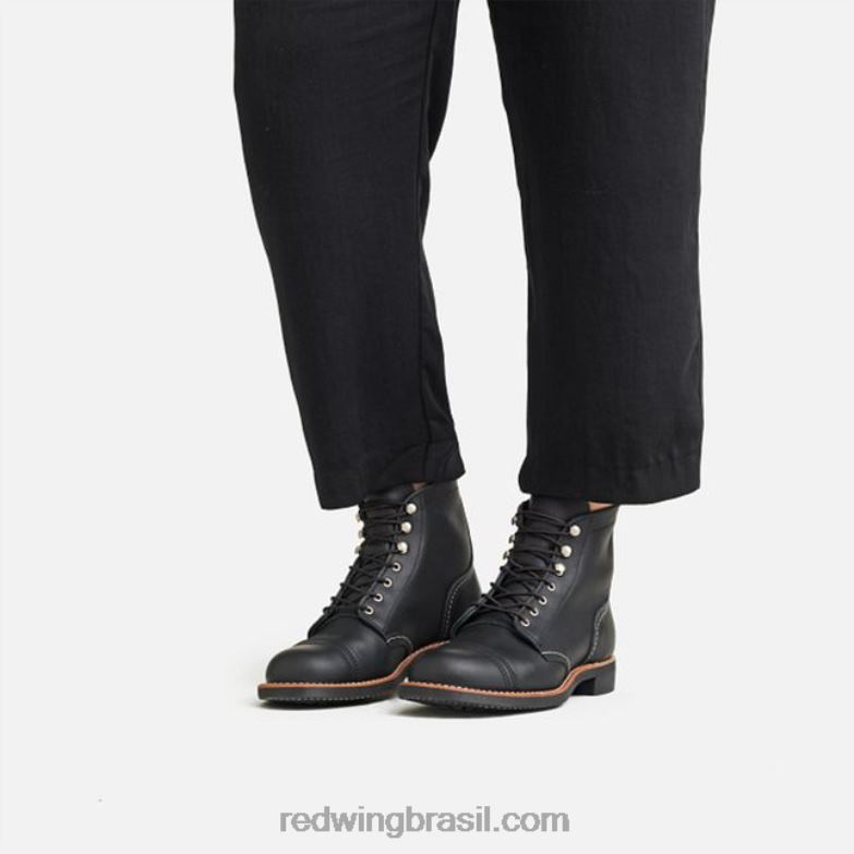 bota feminina Heritage - estilo 3364 iron ranger em couro acampo preto DRV60185 Red Wing