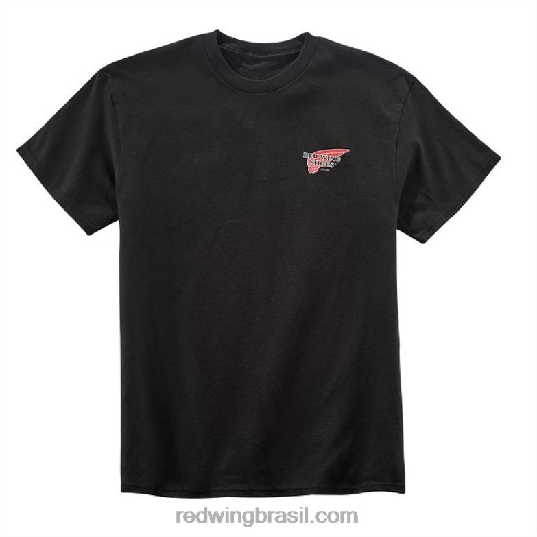 camiseta estilo 97406 ringer com logo unissex em algodão preto DRV60258 Red Wing