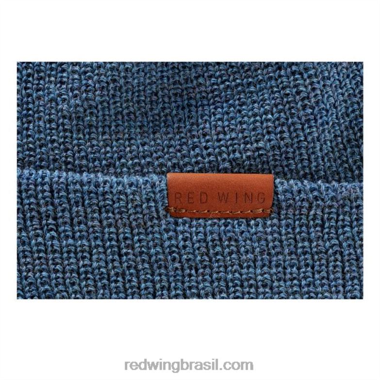 estilo 97455 gorro de tricô com logotipo de asa unissex chapéu de relógio de tricô azul DRV60271 Red Wing