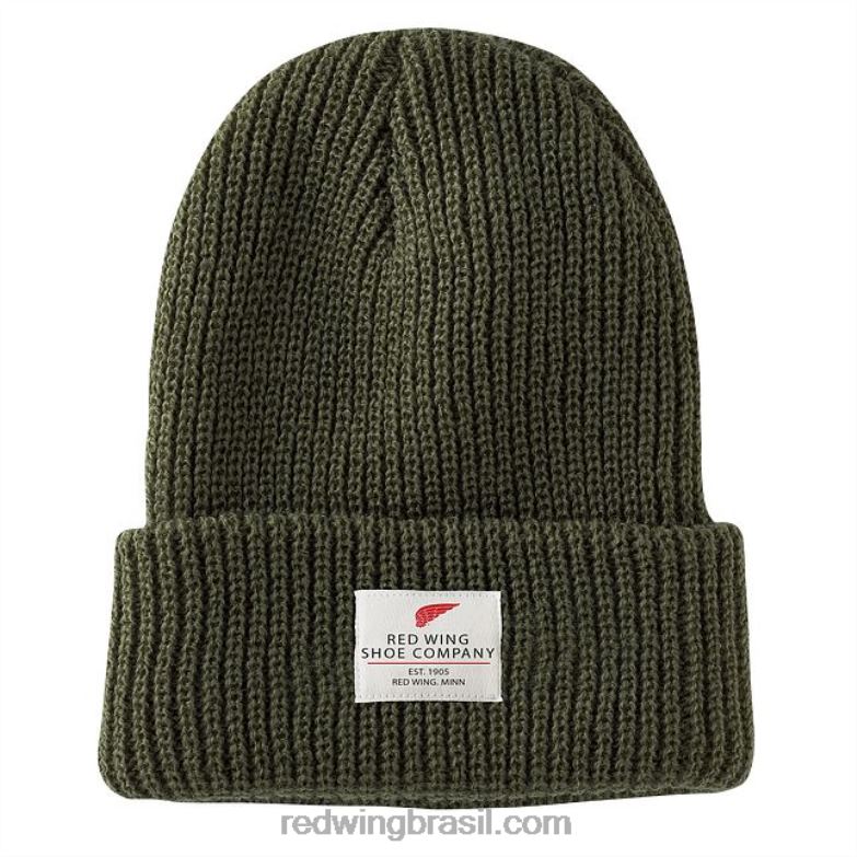 estilo 97454 gorro de tricô com logotipo de asa unissex chapéu de relógio de tricô Exército verde DRV60276 Red Wing