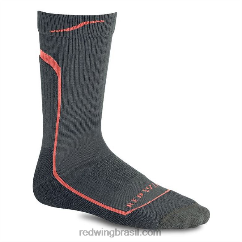 meia de lã merino modelo 97287 meia de trabalho unissex de lã merino carvão/coral DRV60220 Red Wing