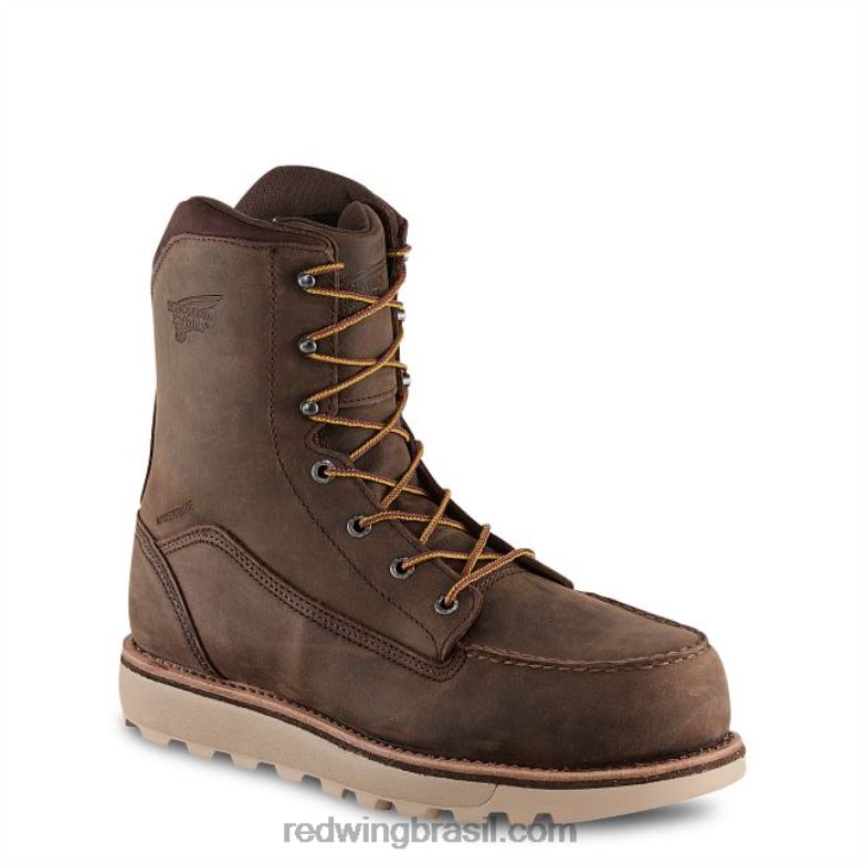 Bota de segurança masculina Work - Style 2418 Traction Tred de 8 polegadas à prova d'água bronzeado DRV60126 Red Wing