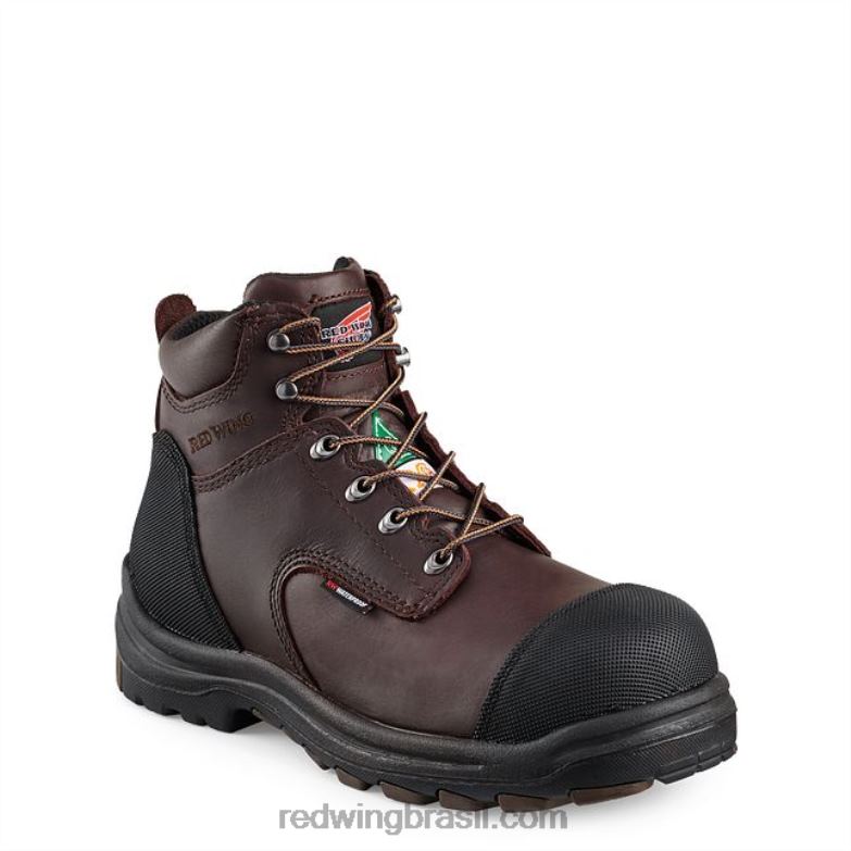 Bota de segurança masculina estilo 4217 dynaforce de 6 polegadas à prova d'água para trabalho marrom DRV60128 Red Wing