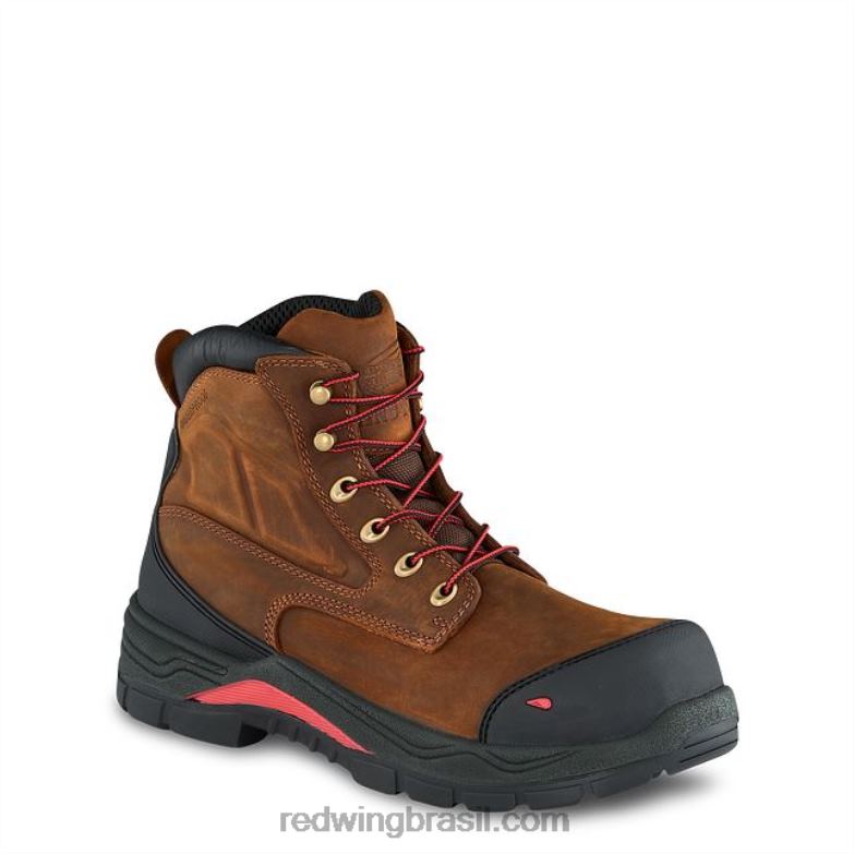 Bota de segurança masculina estilo 4436 supersola de 11 polegadas à prova d'água metguard pull-on marrom DRV60120 Red Wing