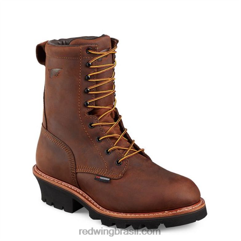 Bota de segurança masculina work - style 6617 tradesman de 6 polegadas com zíper lateral à prova d'água marrom DRV6085 Red Wing