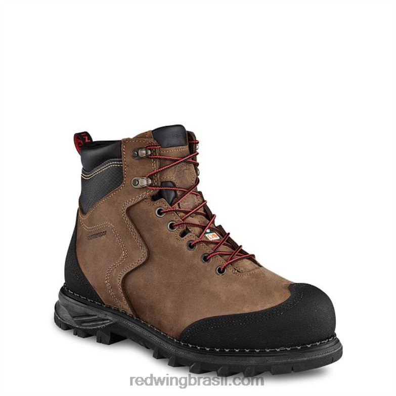 Bota masculina estilo 2411 Burnside de segurança à prova d'água de 6 polegadas marrom DRV60107 Red Wing