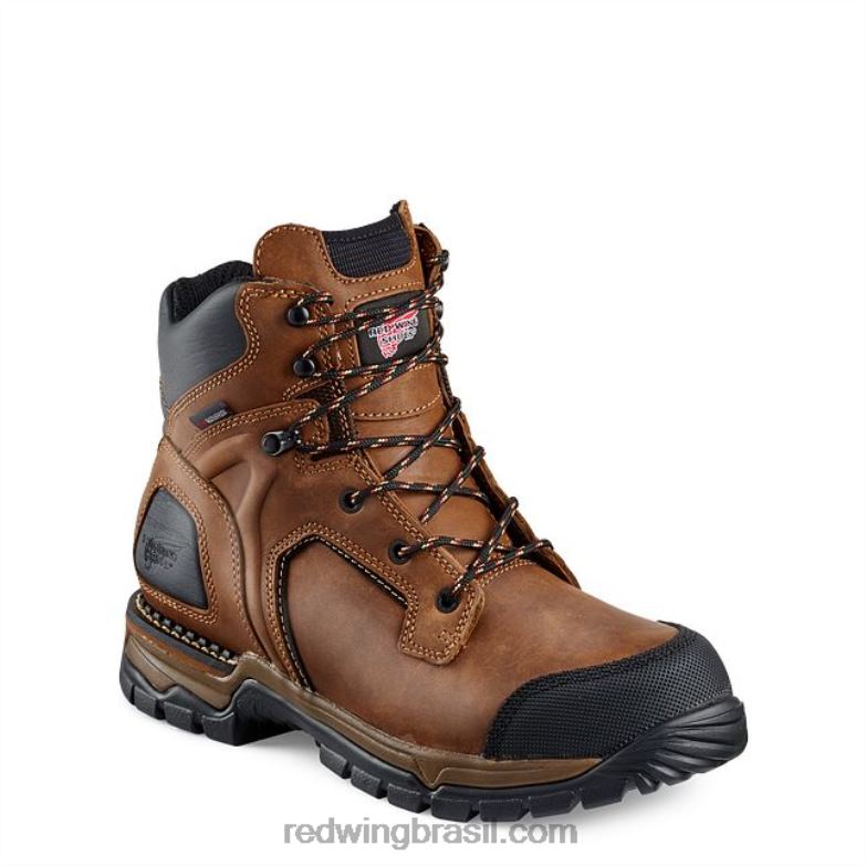 Bota metguard masculina estilo 4435 supersole de segurança à prova d'água de 8 polegadas marrom DRV6069 Red Wing