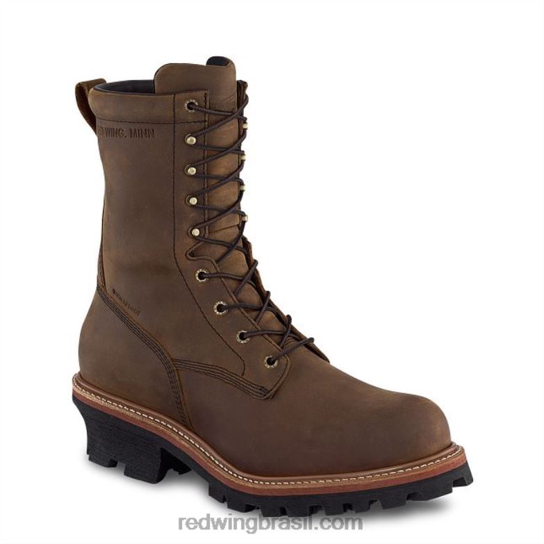 bota de trabalho - estilo 402 supersola masculina de 8 polegadas marrom DRV60116 Red Wing
