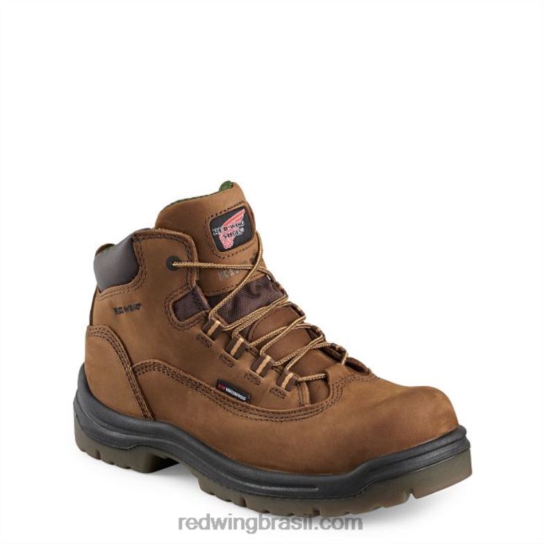 Trabalho - Estilo 1224 Traction Tred Lite Feminino Bota de bico macio à prova d'água de 6 polegadas marrom DRV60158 Red Wing